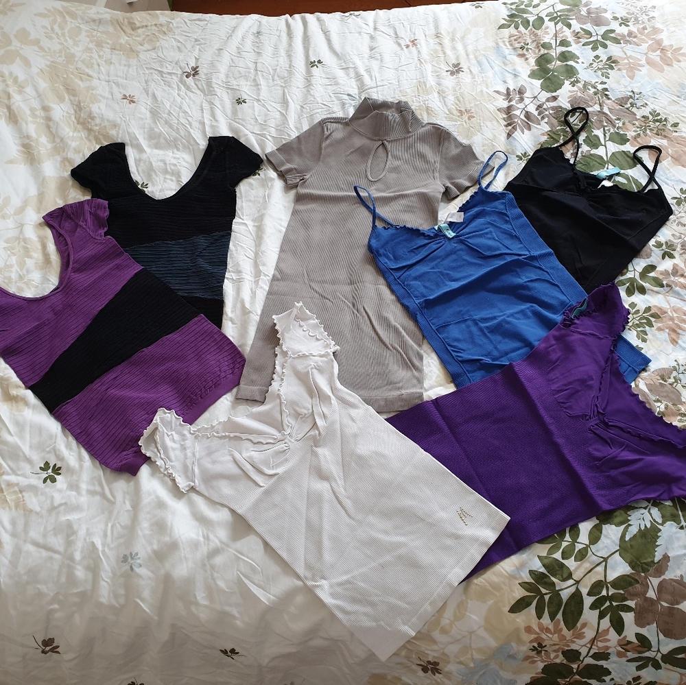 7 MARCIANO Ribbed Tops Turtleneck Tank Strap Off the Shoulder